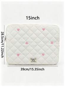 1pc Polyester Diamond Grid Heart Embroidery Laptop/Tablet Storage Bag, Suitable For 11/13/15 Inch Laptop/Tablet Storage, Design, Embroidered Heart Accents - Multicolor - View 11