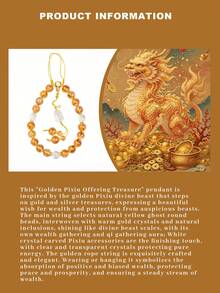 [VE]1件高品質S925純銀天然黃幽靈水晶吊墜，鑲嵌天然礦石，搭配白色水晶貔貅，象徵財富與豐收，適合車用、居家、辦公室，適合創業家、投資者、缺乏自信與決策能力者，天然珠寶顏色隨機 - 掛件 - 查看 7