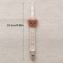 1 pieza Cadena para chupete de bebé anti-caída con diseño de oso lindo, mordedor para bebé, clip anti-caída, correa de tela de encaje, cuerda anti-pérdida - Multicolor - Ver 8
