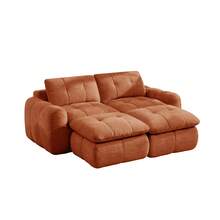 Sofa Orange Made Of Chenille For Living Room - 橘色雙座 - 查看 7