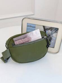 Lightweight Nylon Small Square Bag, Minimalist Mesh Compartment Crossbody Bag, Adjustable Wide Strap Outdoor Casual Phone Pouch, Suitable For Daily Use - A - View 7