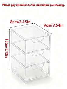3-Layer Drawer Storage Box, Suitable For Storing Jewelry, Hair Accessories, Earrings And Small Items, Can Be Used As Furniture Office Desk Storage Box, Jewelry Storage Box, Drawer-Style Cosmetic Storage Box, Bedroom Decor Desk Storage Box, Home Desktop Drawer Storage Box - Clear - View 8
