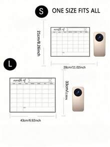 1pc Erasable Magnetic Refrigerator Calendar Whiteboard, Suitable For Monthly Planner, Kitchen Chore List, To-Do List, School Supplies, Back To School, No Residue, White Surface, Easy To Clean, Reusable - one-size - View 2