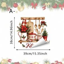 3/1 buah Stiker Dinding Dapur Natal. Pohon Natal Mini, Peralatan Holly dengan Desain Huruf Dapur. Stiker Vinyl Tema Natal Modern untuk Dekorasi Pesta Liburan Musim Dingin Ruang Makan Dapur. - View 14