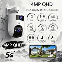 JOOAN CAM720 APP, Home Security Camera, Dual-Band WiFi Outdoor Monitoring Camera, 4MP Dual Lens, Smart Auto Tracking, Day And Night Full Color Night Vision, Two-Way Audio Intercom, Home Security Choice - Black and White - View 10