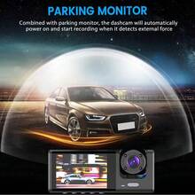 Kamera Dasbor Mobil Tiga Lensa Full HD 1080P, Sudut Pandang Lebar 170° Depan Dalam Belakang Tiga Lensa dengan Penglihatan Malam, Sensor G, Perekaman Berulang, Deteksi Gerakan, Monitor Parkir, Dilengkapi Kartu SD 32GB. - A - View 4