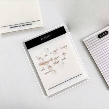 4 piezas/paquete Notas adhesivas multifuncionales semitransparentes para mascotas, pegatinas resaltadoras, pegatinas de planificación y registro, diseño de cuadrícula, reutilizables - Multicolor - Ver 9