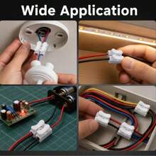 100pcs Multi-Specification Optional, Quick Terminal Connector, Push-In Connector, 2-Pin Flame Retardant LED Light Connector, CH-2 Quick Wiring Terminal 2-Position Press-Type Wire Clamp Terminal Light Fixture Self-Locking Terminal Wiring Connector Wiring Tool - Multi-color - View 2