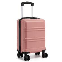 15-Zoll Kabinenkoffer 40x30x20 cm als Unter-dem-Sitz-Gepäck aus ABS/PC Hartschale, 4 abnehmbare innenliegende 360°-Räder mit 3-stelligem Schloss, leicht unisex für Solo-, Wochenend-, Städte- und Geschäftsreisen - Korallenrosa + Schwarz - Übersicht 9