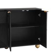 Sideboard With Four Shaped Doors, Adjustable Internal Shelves, Metal Handles And Spherical Legs.[ ], 120 X 35 X 71.5 Cm - Black - View 5