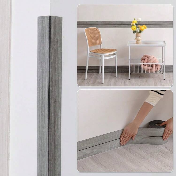 1 Roll Of Self-Adhesive Decorative Strip, Vinyl Wall Decoration Skirting Board, Wood Grain Texture Design, Flexible PVC Skirting Board, Suitable For Living Room And Room Decoration - Multi-color 2 - View 14