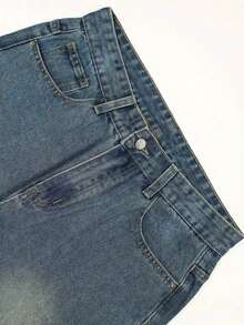 Men's Blue Loose Retro Wide Leg Jeans, Casual And Comfortable, Suitable For All Seasons - Medium Wash - View 4