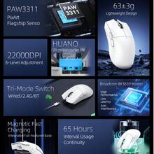 ATTACK SHARK Lightweight PAW3311 Gaming Mouse, 3-Mode Wireless Bluetooth Mouse With RGB Charging Base, Rechargeable Computer Gaming Mouse For Home, Business And Office - View 4