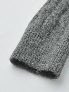 Korean Style Polo Collar Cable Knit Pullover Long Sleeve Sexy Sweater For Women - Dark Grey - View 6