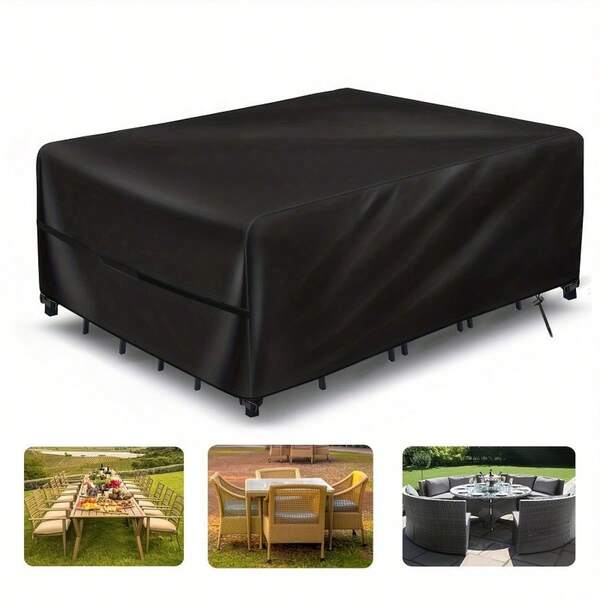 420D Outdoor Patio Furniture Cover, UV Resistant, With Drawstring And Tie-Down Straps, Suitable For Rectangular/Square Tables, Chairs, Sofas, Garden Patio And Balcony