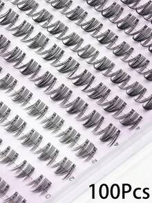 100 Pcs Self-Adhesive Anime-Style Lashes, Black Fine Layered Tips With Split Ends For Airy Natural Eye Contour, Five-Second Easy Application, Great For Relaxed Commuting, Fresh Social Outings, And Everyday Versatile Occasions. - D - View 8