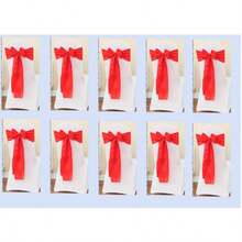 10pcs Red Satin Chair Back Bow Ribbons, Suitable For Banquet, Hallway, Party, Bridal Shower, Restaurant, Birthday Party, Event, Dinner, Hotel Decoration And Other Occasions Wedding Chair Back Decor (Bows Need To Be Tied Manually) - Red - View 8
