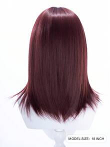 alicegarden 18-Inch Long Synthetic Wig Featuring A Natural Straight Style A Stunning Burgundy. Designed With Bangs , This False Hairpiece Is Perfect For Ms Daily Party Cosplay Use, Offering A Natural And Natural Durable Wig Gift For Ladies. (No Accessories), Halloween - Burgundy - View 3