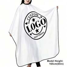 Customized Barber Apron, Customized Barber Cape, Personalized Barber Cape With Logo, Printable Barber Shop Logo Pattern And Text, Professional Durable Lightweight Breathable Neutral Home Salon Apron, Customized Barber Shop Home Salon Client Cape - Multicolor - View 6