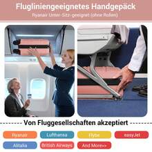 15-Zoll Kabinenkoffer 40x30x20 cm als Unter-dem-Sitz-Gepäck aus ABS/PC Hartschale, 4 abnehmbare innenliegende 360°-Räder mit 3-stelligem Schloss, leicht unisex für Solo-, Wochenend-, Städte- und Geschäftsreisen - Korallenrosa + Schwarz - Übersicht 2