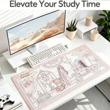 Full Screen Floral Bear Girl Lace Rabbit Ins Korean Kawaii Bunny Y2K PU Leather Desk Pad Protector Mouse Pad Office Desk Mat Waterproof Non-Slip Desk Blotter Pad Gaming Esports User - View 4