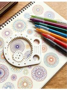 1 Set (3pcs) Drawing Tools, Multi-Function Gear Drawing Ruler, Just Simple Rotation Can Draw Endless Variety Of Patterns And Curved Designs. Creative Tool For Adult Journaling, Decorative Painting, Back To School - Drawing Tools - View 2