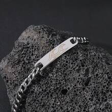 diffone Fashion Stainless Steel Link Chain Bracelet Letter Mountain/Waves/Cross For Men Armband Jewelry - Silver - View 7