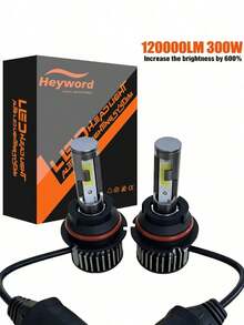 Heyword 2个LED汽车大灯，9005/9006/H13/H11/H7/H4/H1，远近光一体式，75000流明，亮度提升800%，6500K白光，支持CANBUS总线，静音风扇，高亮度COB/CSP芯片，即插即用 - 白色 - 查看 22