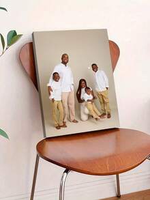 1 pieza Arte de pared en lienzo enmarcado personalizable - Retrato familiar personalizado & Impresión de foto de acción, adecuado para decoración de sala de estar, dormitorio u oficina en casa, pintura réplica de calidad con acento cálido para la habitación, arte en lienzo enmarcado para colgar - Multicolor - Ver 5