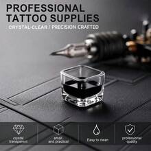 Square Clear Acrylic Tattoo Ink Cups Reusable Pigment Container Stable Placement Smooth Easy Clean Crystal Visible Ink Cup For Tattoo Artists Microblading Permanent Makeup Tattoo Studio Supplies Accessories - View 3