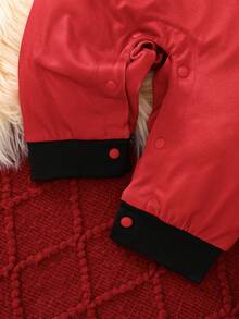 Christmas Newborn Baby Boy & Girl Cute Cartoon Red Plaid Print Long Sleeve Romper + Hat 2pcs Set, Spring & Autumn - Red - View 7