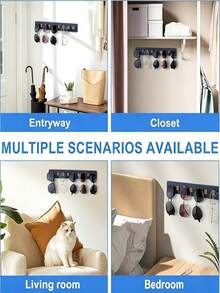 1pc Wooden Wall-Mounted Glasses Holder, Multi-Slot Fashionable Glasses Storage Rack, Wall-Mounted Glasses Display & Storage Rack, Suitable For Closet, Bedroom, Entryway, Home Decor - Multicolor - View 8