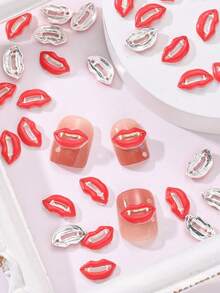 20Pcs Vampire Lip Nail Charms Alloy Gothic Halloween Nail Art Decor - Red - View 5