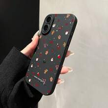 For Iphone 16 15 14 13 12 11 Pro Max XS XR SE Hot-Selling Personalized Silicone Shockproof Christmas Sticker Pattern Phone Case 2024 New Christmas  Mobile Phone Case TH1 - 黑色 - 查看 4