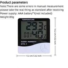 Portable Square Temperature & Humidity Display, Large Screen Digital Readout, Black & White Dual Color Style, Office, Basement Indoor Temperature & Humidity Measuring Instrument (Battery Not Included) - A - View 5