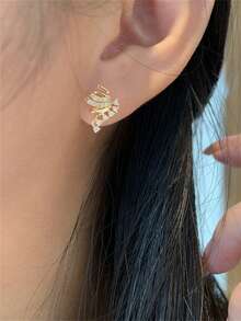 1 Pair Elegant Cubic Zirconia Stud Earrings, Women's Wedding Anniversary Accessory Gift - Yellow Gold - View 3