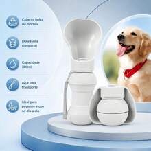 Bebedouro Portátil para Pets Silicone 300ml - Garrafa de Água para Cachorro e Gato Ideal para Passeios Viagens e Caminhadas Trilhas Leve e Prático - Branco - Visão 8