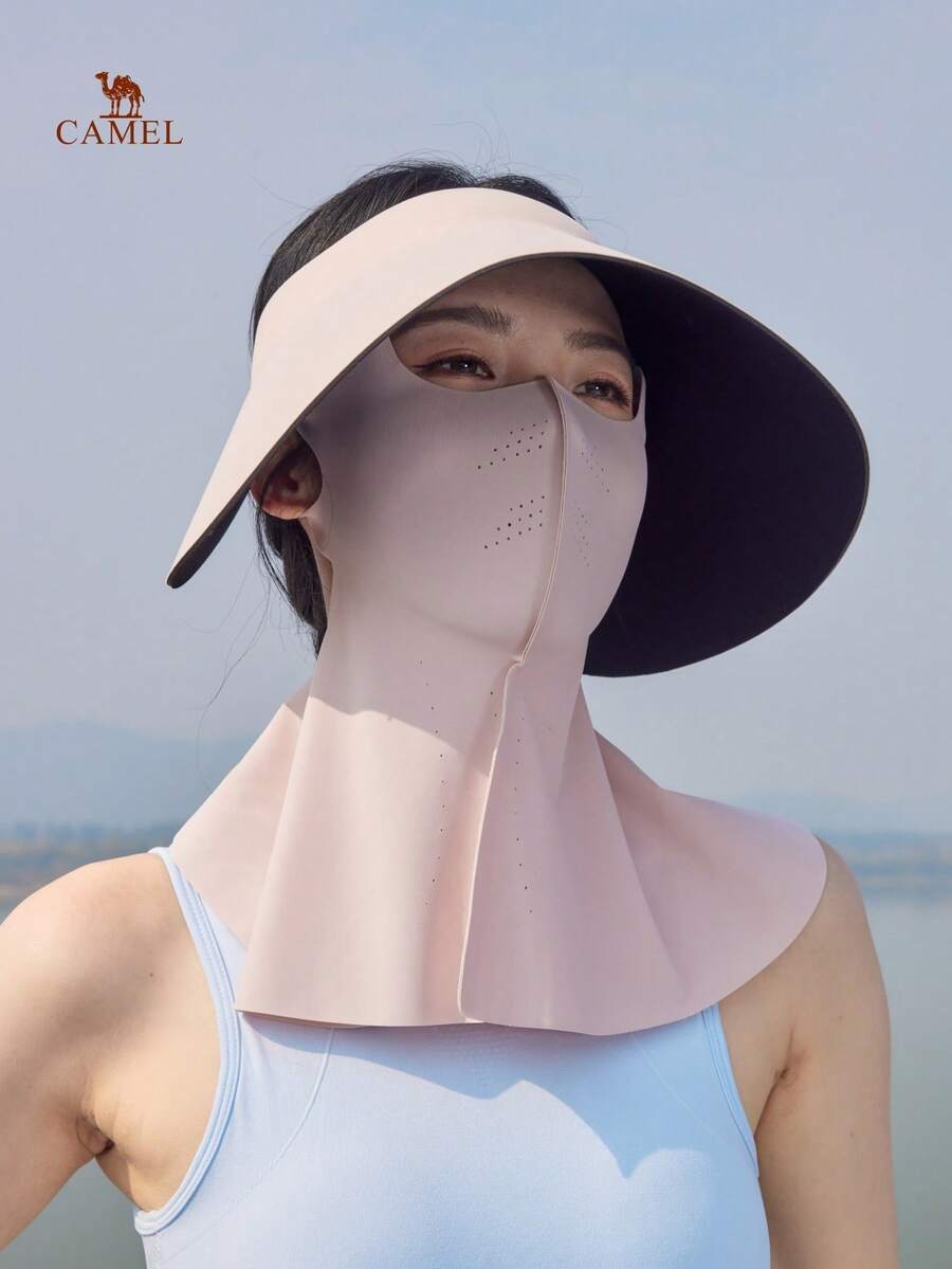 CAMEL CROWN 夏季通勤戶外鏤空頂遮陽帽,寬帽簷全臉防護遮陽面罩,全方位防紫外線遮陽帽 - 晨曦粉 - 查看 1