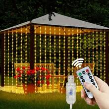 LED Curtain String Lights, USB Powered Fairy Lights Garland. 8 Lighting Modes With Remote Control (Batteries Not Included), Suitable For Home Bedroom Window Wall Stage. Romantic Proposal Confession, Birthday Party, Wedding Celebration Background Atmosphere Decoration Hanging String Lights, Valentine's Day Halloween Christmas Holiday Decoration - USB Plug Curtain Light - View 16