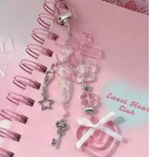 Cross-Border New Cute Sweet Cartoon Keychain, Ins Style Bag Charm, Crossbody Chain Heart Bow Keychain, Versatile Pendant - Pink - View 2