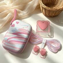 6pcs Sweet Cool Heart Data Cable Protection Set, Leopard Heart Pattern Printed Hard Shell Storage Bag, Heart Cable Clips, Spiral Cable Protectors, Charger Head Protectors, Thickened Shockproof Storage Bag, Anti-Drop And Anti-Pressure, With Carrying Strap For Easy Portability, Full Protection Data Cable Anti-Breakage, Compatible With Apple 18/20W Charger Protection Storage, Student Commute Multi-Function Data Cable Charger Storage Bag - View 9