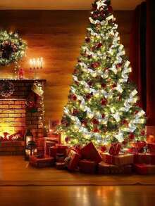 1pc Christmas Ribbon String Lights, Christmas Ribbon Lights, Christmas Lights Decoration, Ribbon Garland Christmas Tree Silver Garland Christmas Decoration Lights, Suitable For Indoor And Outdoor Party Decoration - Multicolor - View 8