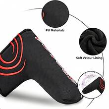 1 Buah Sarung Kepala Putter Golf Blade, Sarung Pelindung Putter Hitam dengan Bordir Lengkung Merah, Lapisan Dalam Lembut, Aksesori Golf - MultiWarna - View 4