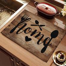 (Hot !!) 1pc Vintage Wooden Board Pattern, 2D Printed Flat Stove Mat, Rubber Non-Slip Heat-Resistant Stove Cover Pad, Suitable For Induction Cooktop, Glass Stove, Multi-Function Scratch-Resistant Mat, Best Choice For Oven, Washing Machine, Dryer, Kitchen Decor. - Multicolor - View 16