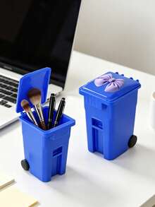 Trash Can Shaped Makeup Brush Storage,Fun Stationery Storage Box,Desktop Placement For Discarded Paper Strips And Notes,Office Workstation Corner Placement Decor,Suitable For Students,Office Workers,Teacher's Day,Birthday,Back To School Essential - Multicolor - View 5