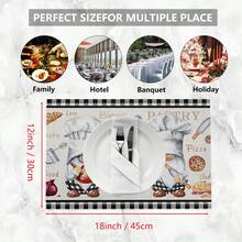 1pc/4pcs/6pcs, Pattern Printed Linen Placemats, Rectangular Table Mats, Washable, Easy To Clean, Plate Mats, Bowl Mats, Western Style Placemats, Suitable For Kitchen, Dining Room, Family Gatherings, Coffee Table And Daily Table Decor - Multicolor - View 10