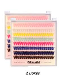Rikuaild 160/320pcs D Curl Colorful False Eyelashes 60D Wet Look Makeup Party Dopamine Colorful Eyelashes 8 Colors Mixed Cartoon Eyelashes - D - View 7