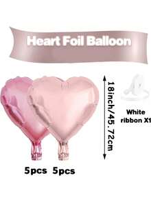 10pcs/Set 18inch Heart Shaped Foil Balloon In Gold, White, Red, Pink, Blue, Cream, Light Gold, Black - Perfect For Birthday Party, Wedding, Valentine's Day, Anniversary, Bridal Shower, New Year Party Decoration, Room Decor, Photo Props - Multicolor - View 27