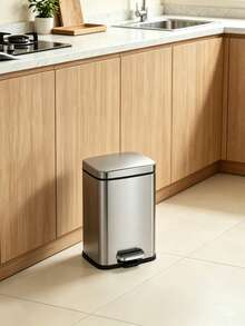 5L Metal Square Pedal Trash Can With Soft-Close Lid, Stainless Steel Luxury Household Living Room Bedroom Kitchen Garbage Bin, Quiet Pedal-Operated Indoor Trash Can With Removable Inner Bucket - View 10