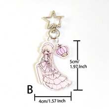 Anime Acrylic Keychain Pendant, Wedding Dress, 2D Black & Pink Angel, Niche - Multicolor - View 8